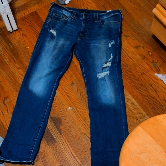 Men's Blue Distressed True Religion Jeans - Picture 1 of 4